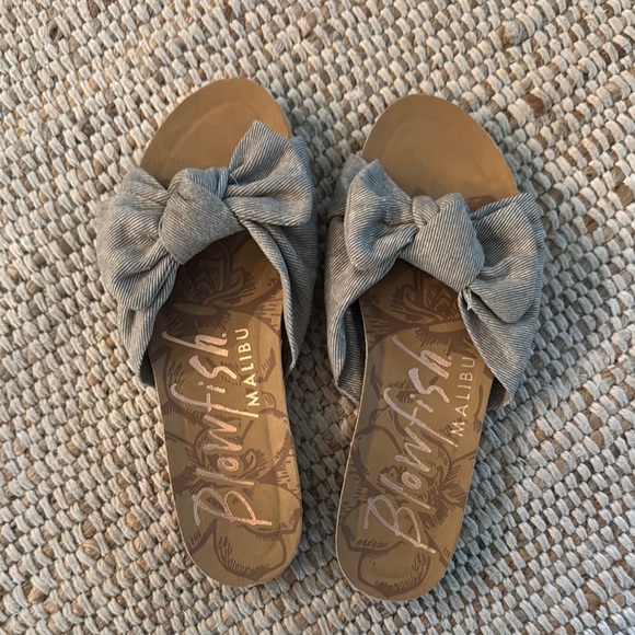 Blowfish Shoes - NEW Blowfish Malibu Ginah Gray Bow Slide Sandals